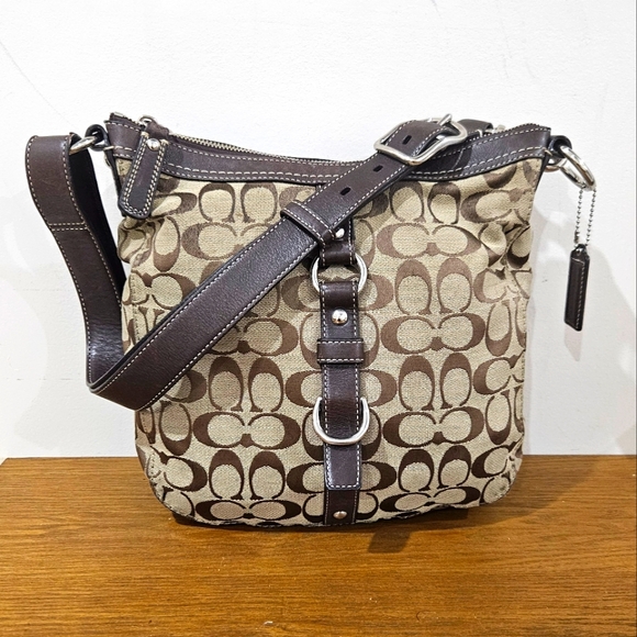 Coach Handbags - Coach Signature Jacquard Brown/Tan Crossbody/Shoulder Bag